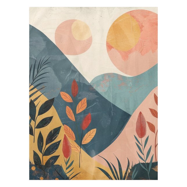 Toalha De Mesa Paisagem Boho Abstrato (8) (Frente)