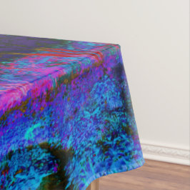 Toalha De Mesa Paisagem de Jardim Impressionista Azul Escuro e Ve