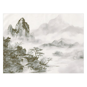 Toalha De Mesa Paisagem Minimalista de Montanha Zen com Tinta Neb