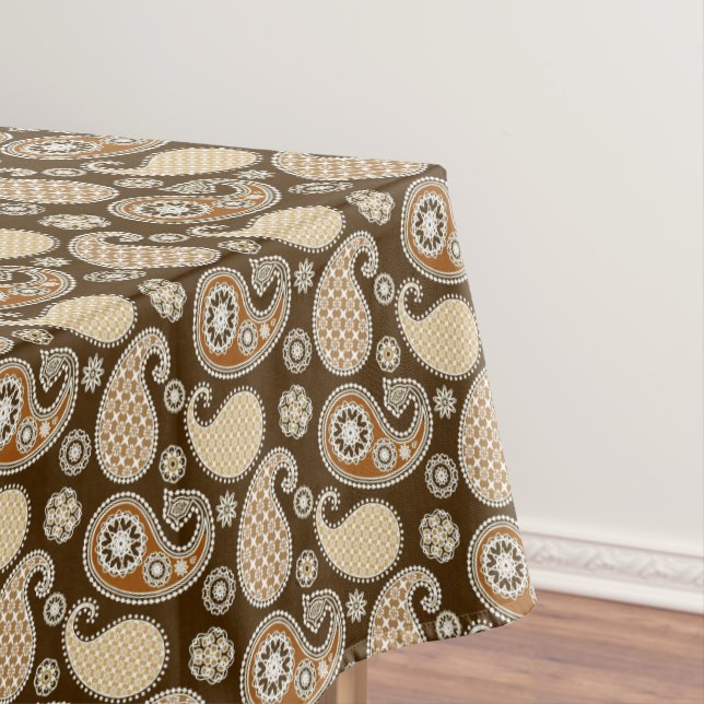 Toalha De Mesa Paisley, Chocolate Brown e Tan (Posição Original)