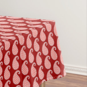 Toalha De Mesa Paisley pattern, vermelho profundo e branco