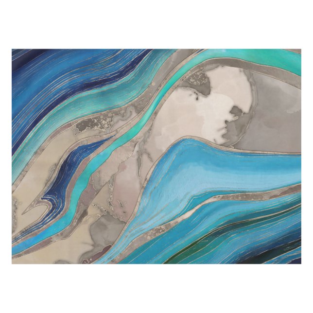 Toalha De Mesa Paleta Oceânica e mármore esticado (Frente (Horizontal))