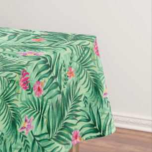 Toalha De Mesa Palma tropical e folhas de monstera e flores exóti