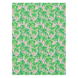 Toalha De Mesa Palmeira Verde Preppy Rosa | Tropical Costeiro