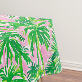 Toalha De Mesa Palmeira Verde Preppy Rosa | Tropical Costeiro