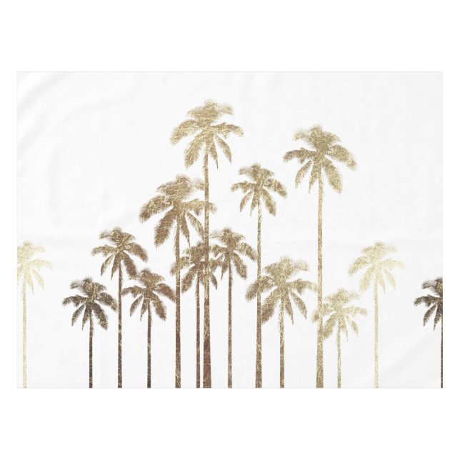 Toalha De Mesa Palmeiras tropicais Dourados glamoroso no branco (Frente (Horizontal))