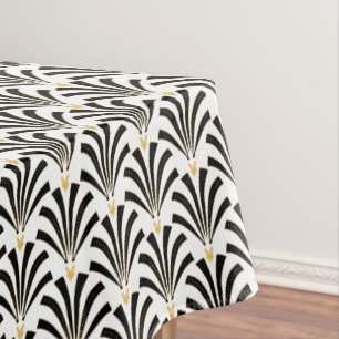 Toalha De Mesa Palmettos pretos & brancos do art deco do 1920