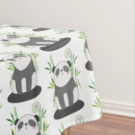 Toalha De Mesa Panda branca e branca em padrão de bambu