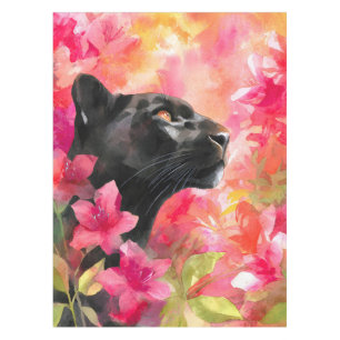 Toalha De Mesa Pantera Negra Selvagem Floral Selvagem Elegante