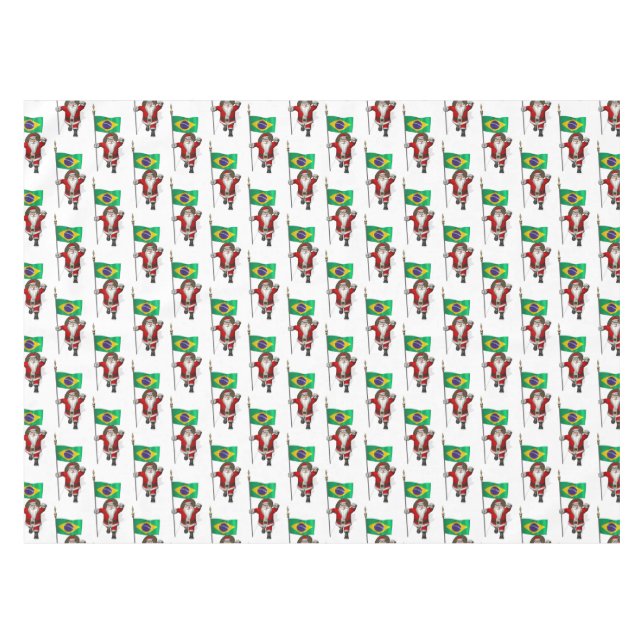 Toalha De Mesa Papai Noel Com Alferes Do Brasil (Frente (Horizontal))