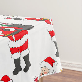 Toalha De Mesa Papai Noel com Copo de Vinho Tinto & Saco de Vinho