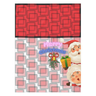 Toalha De Mesa Papai Noel e Sra. Claus Fofo Saudação de Natal