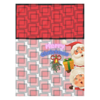 Toalha De Mesa Papai Noel e Sra. Claus Fofo Saudação de Natal 