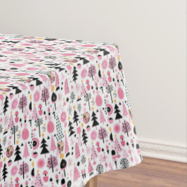 Toalha de mesa Papai Noel Rena Homem de Neve Rosa