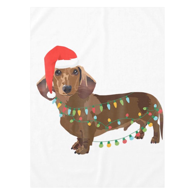 Toalha De Mesa Papais noeis Cão De Dachshund Tangido Na Luz De Na (Frente)