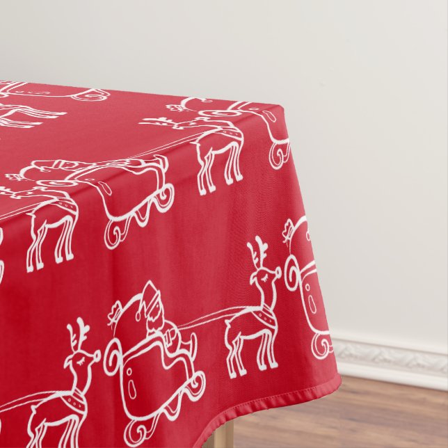 Toalha De Mesa Papais noeis de Natal Sleigh Reindedo Festivo Inve (Posição Original)