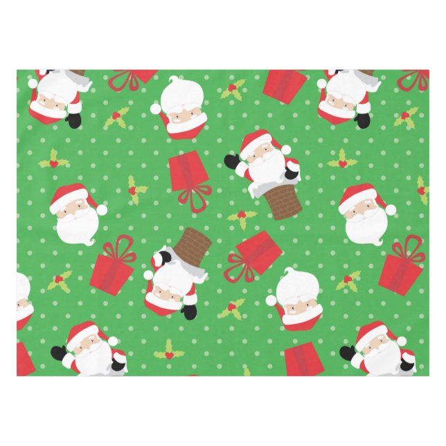 Toalha De Mesa Papais noeis, presentes e Tablecloth Holly Holiday (Frente (Horizontal))
