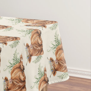 Toalha De Mesa Papel de Presente Vaca das Terras Altas em Aquarel