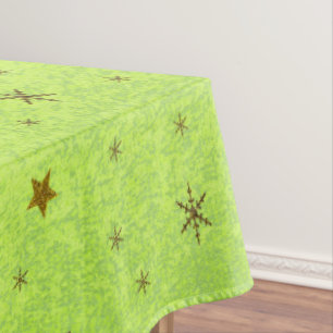 Toalha De Mesa Papel verde abstrato com estrelas douradas, lua