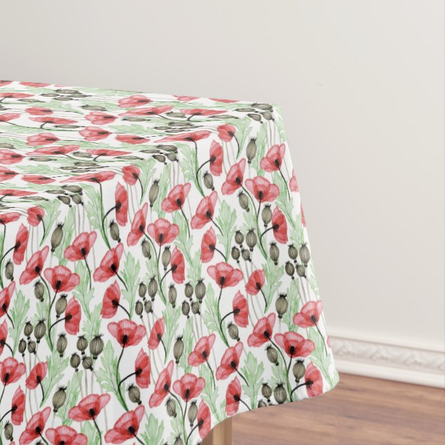 Toalha De Mesa Papoulas Vermelhas Florais (Posição Original)