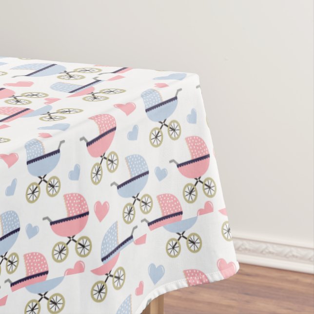 Toalha de mesa para chá de bebê com carrinhos de b (Posição Original)