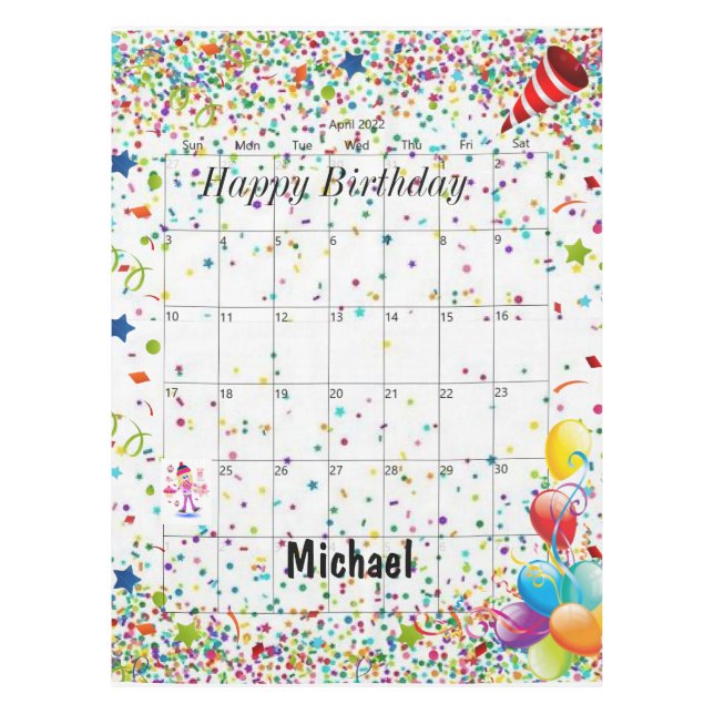 Toalha De Mesa Parabéns Tablecloth abril 2022 (Frente)