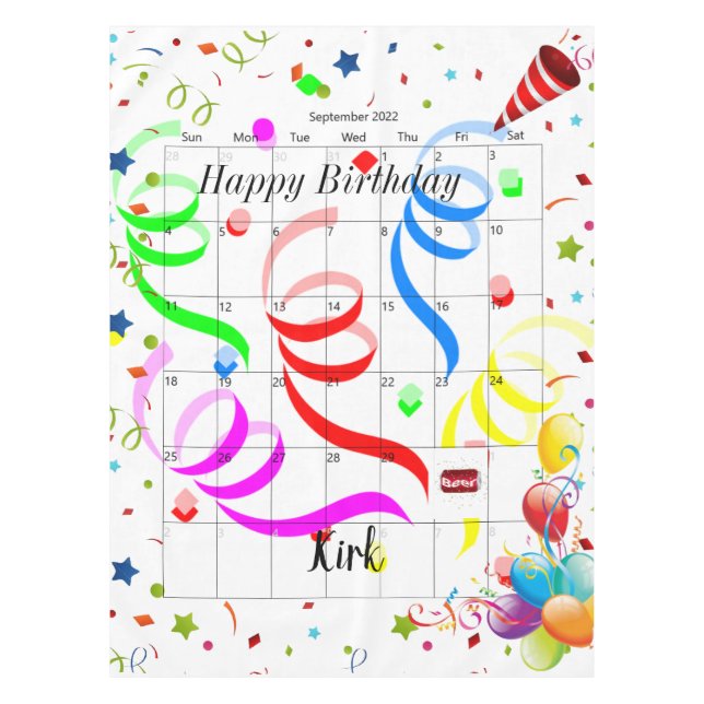 Toalha De Mesa Parabéns Tablecloth de setembro de 2022 (Frente)