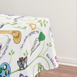 Toalha De Mesa Passagem Seder Matzah Sapos de vinho Whimsy w Hebr