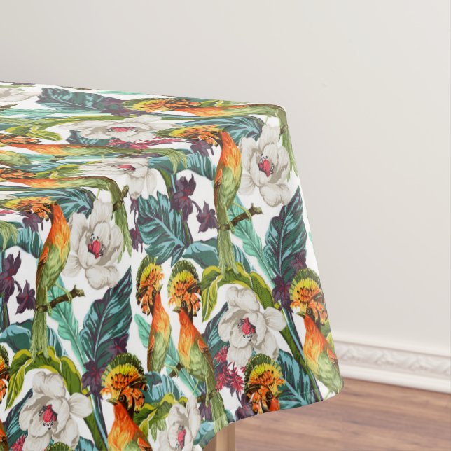 Toalha De Mesa Pássaro e teste padrão de flor exótico 2 (Posição Original)