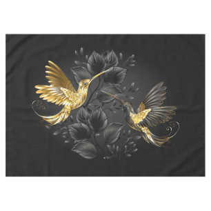 Toalha De Mesa Pássaro Humino Negro e Dourado