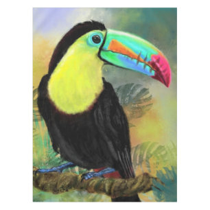 Toalha De Mesa Pássaro Toco Tropical Exótico - Pintura Migrada