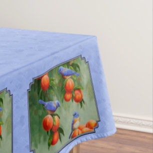 Toalha De Mesa Pássaros-azuis e Pêssegos Azul