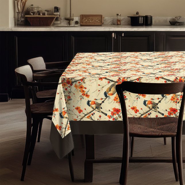 Toalha De Mesa Pássaros de Tablecloth de Queda Elegante Florais I (Elegant Fall Tablecloth Birds Whimsical Florals)