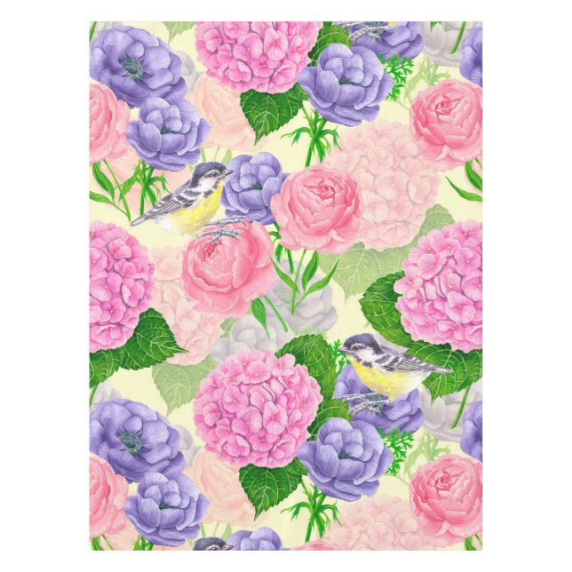 Toalha De Mesa Pássaros e flores (Frente)