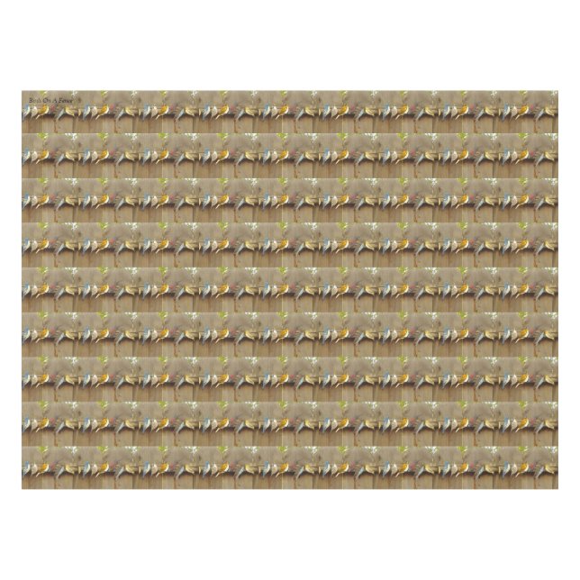 Toalha De Mesa Pássaros Em Uma Cerca - Rústico (Frente (Horizontal))