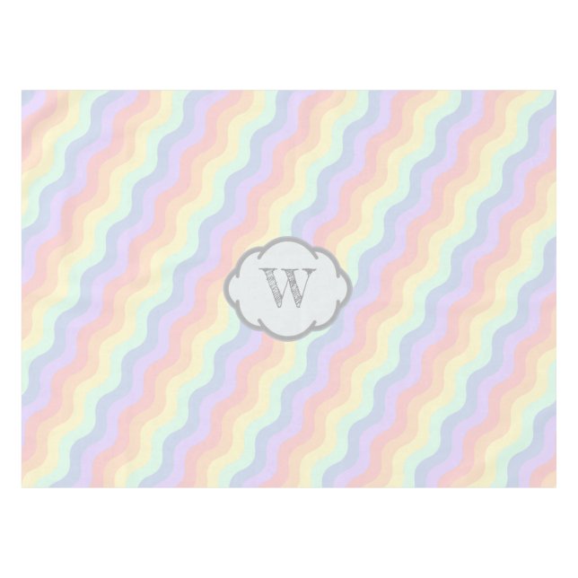 Toalha De Mesa Pastel Rainbow Waves Tablecloth (Frente (Horizontal))