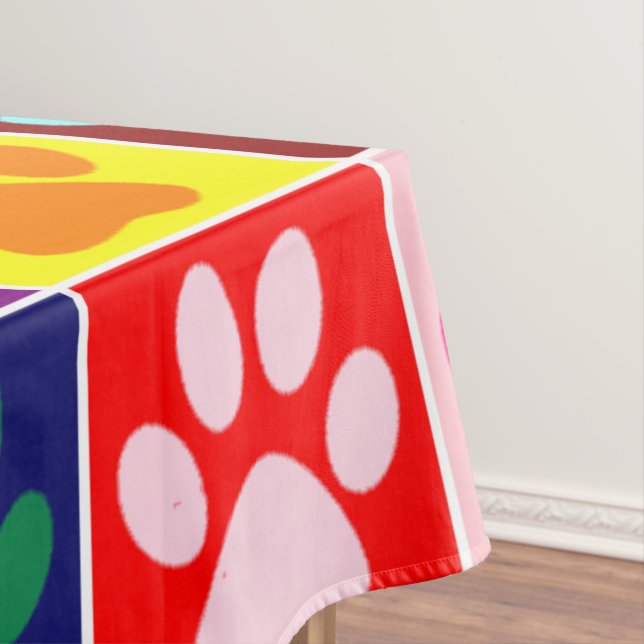 Toalha De Mesa Patas Multicoloridas em Quadrados Multicoloridos (Posição Original)
