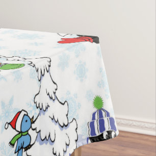 Toalha De Mesa Patinagem no gelo do pinguim do Natal