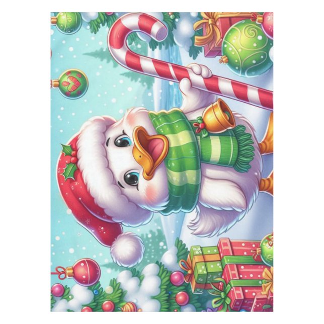 Toalha De Mesa Pato de Natal bonito e colorido (Frente)