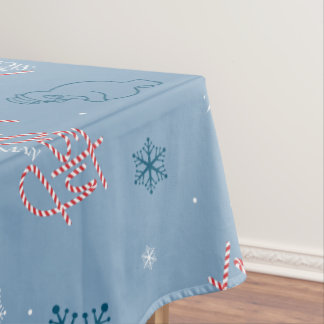 Toalha De Mesa Patterno de Neve Azul Snowman