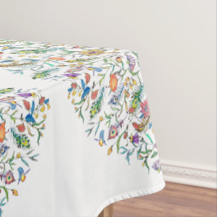 Toalha De Mesa Pavão floral aquarela