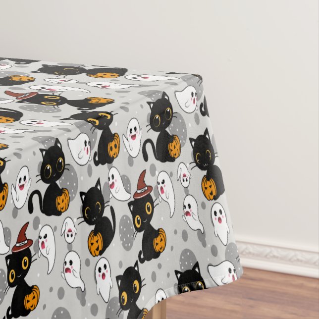 Toalha De Mesa Paws de Abóbora Fantasma Spooky (Posição Original)