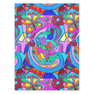 Toalha De Mesa paz e amor groovy coloridos
