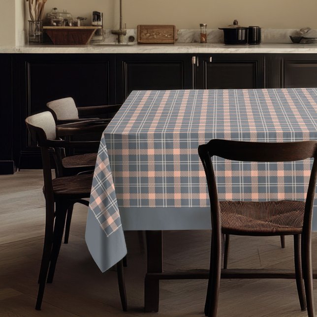 Toalha De Mesa Peach Coral Xadrez Cotton Tablecloth para Jantar (Peach Coral Plaid Cotton Tablecloth for Dining)