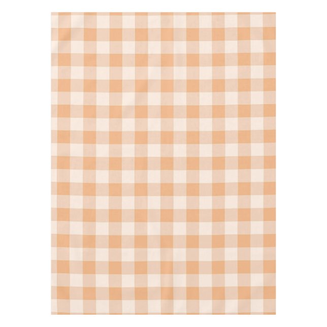 Toalha De Mesa Peach White Checkered Gingham Patterno (Frente)