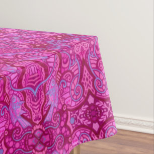 Toalha De Mesa Peixe árabe Padrão boêmico subaquático cor-de-rosa