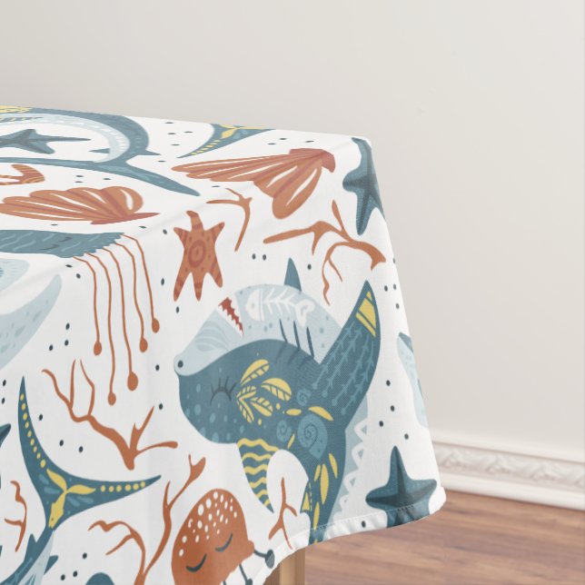 Toalha De Mesa Peixe-medusa Amarelo-Verde-Vermelho (Posição Original)