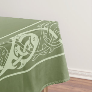 Toalha De Mesa Peixes de Knotwork do céltico no verde