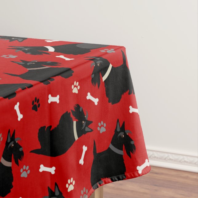 Toalha De Mesa Peixes e Ossos Terrier Negros da Escócia (Posição Original)