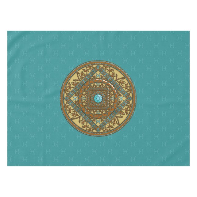 Toalha De Mesa Peixes Mandala Tablecloth (Frente (Horizontal))